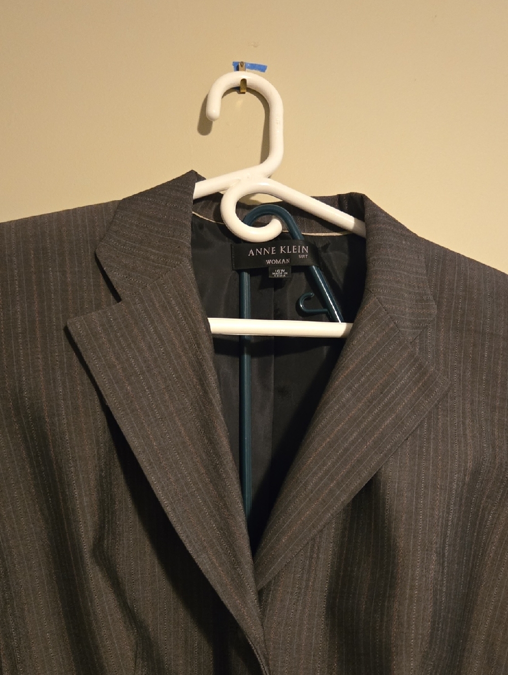 Anne Klein Woman Gray Pinstripe Blazer 16W